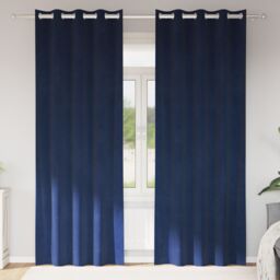Berkfield Home Blackout Curtains with Eyelets 2 pcs Dark Blue Velvet