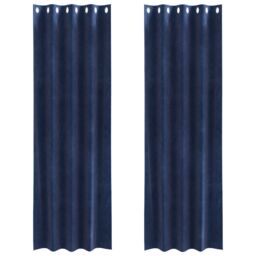 Berkfield Home Blackout Curtains with Eyelets 2 pcs Dark Blue Velvet - thumbnail 2