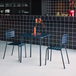 sweeek 2-seater Square Steel Garden Table Set With Chairs in Navy - thumbnail 4