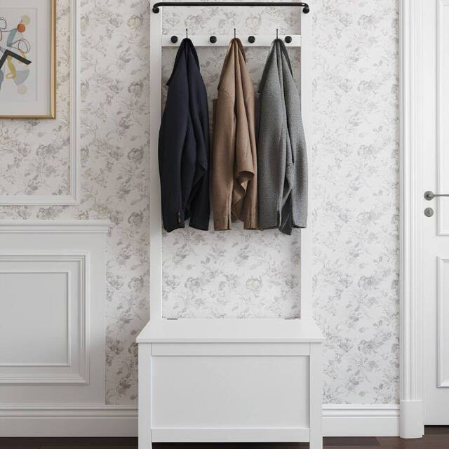 Nöa and Nani Karlstad Hallway Bench Shoe Storage and Coat Hook in White - image 1