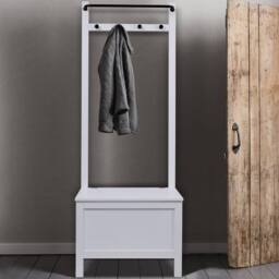 Nöa and Nani Karlstad Hallway Bench Shoe Storage and Coat Hook in White - thumbnail 2