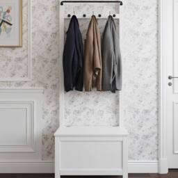 Nöa and Nani Karlstad Hallway Bench Shoe Storage and Coat Hook in White - thumbnail 1