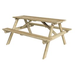 Rowlinsons 5 Feet Traditional Outdoor 6 Seater Picnic Table, L120 x W150 x H71 cm in Brown - thumbnail 1