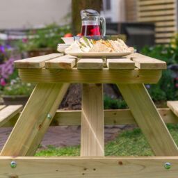 Rowlinsons 5 Feet Traditional Outdoor 6 Seater Picnic Table, L120 x W150 x H71 cm in Brown - thumbnail 3