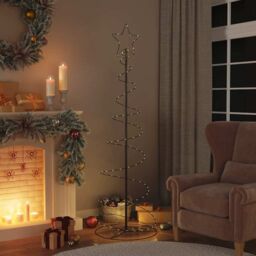 Berkfield Home Christmas Tree Light Cone 120 LEDs Warm White 180 cm in Black - thumbnail 2
