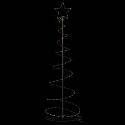 Berkfield Home Christmas Tree Light Cone 120 LEDs Warm White 180 cm in Black - thumbnail 6