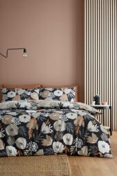 Fusion 'Yasmin' Abstract Floral Easycare Duvet Cover Set in Black - Size: Single - thumbnail 1