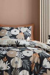 Fusion 'Yasmin' Abstract Floral Easycare Duvet Cover Set in Black - Size: Single - thumbnail 2