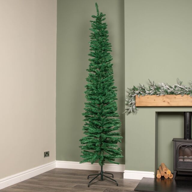 Samuel Alexander 8ft (2.4m) Green Artificial Pencil Christmas Tree With Green Metal Stand & 460 Tips - image 1
