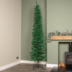 Samuel Alexander 8ft (2.4m) Green Artificial Pencil Christmas Tree With Green Metal Stand & 460 Tips - thumbnail 1