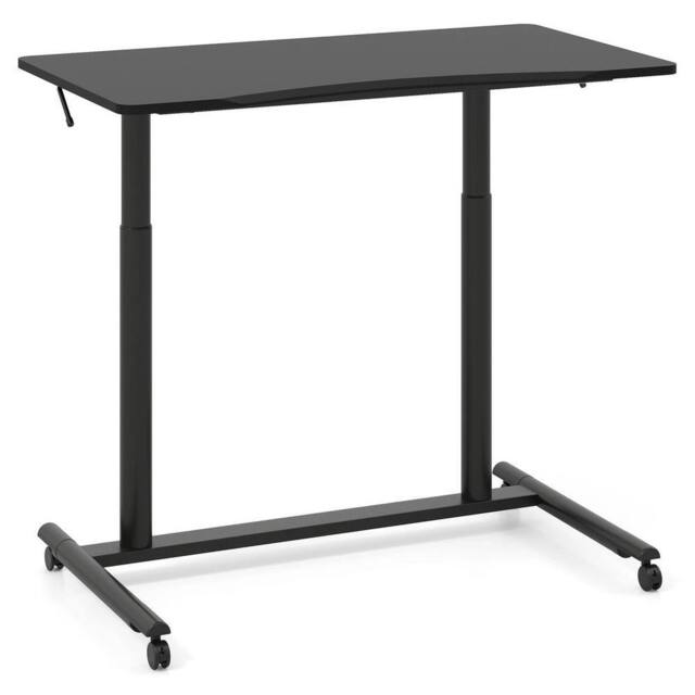 KORVIXA C-Shaped Sit Stand Desk Mobile Standing Desk-Black in Black - Size: 100 cm x 100 cm - image 1