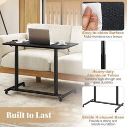 KORVIXA C-Shaped Sit Stand Desk Mobile Standing Desk-Black in Black - Size: 100 cm x 100 cm - thumbnail 5