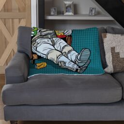 Benjamin Tate Design loneliness in space. Pop art retro Designer Blanket in Natural - Size: 120 cm x 150 cm - thumbnail 2