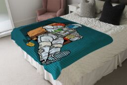 Benjamin Tate Design loneliness in space. Pop art retro Designer Blanket in Natural - Size: 120 cm x 150 cm - thumbnail 4
