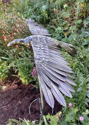 Inspirational Gifting Gliding Eagle Bird Sculpture Metal Garden Ornament on Stand in Bronze - thumbnail 3