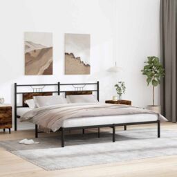 Berkfield Home Bed Frame without Mattress Smoked Oak 183x203 cm Engineered Wood in Brown - thumbnail 4