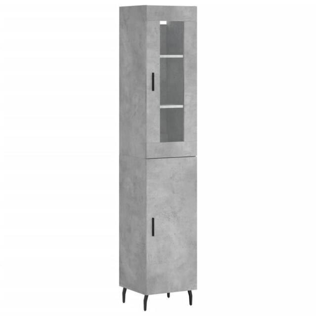 Berkfield Home Highboard Concrete Grey 34.5x34x180 cm Engineered Wood - image 1