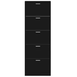 Berkfield Home Shoe Cabinet Black 59x17x169 cm Engineered Wood - Size: 59 x 17 x 169 cm - thumbnail 6