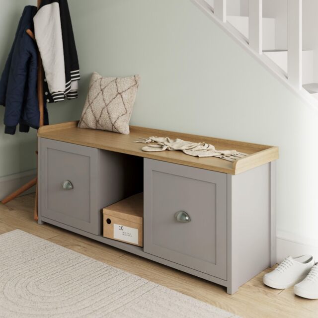 GFW Lancaster 2 Door Shoe Bench in Grey - image 1