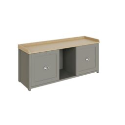 GFW Lancaster 2 Door Shoe Bench in Grey - thumbnail 2