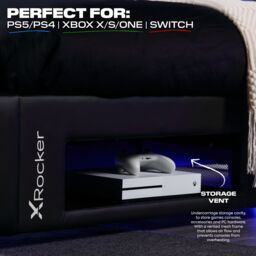 "X Rocker Cerberus Twist TV Bed with Underbed Storage, Upholstered, up to 40"" TV in Blue - Size: Single" - thumbnail 3