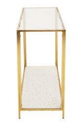 Orsina Stylish Gold Frame Console Table, Modern Console Table in Terrazzo Effect, Contemporary Design Hallway Table - thumbnail 3