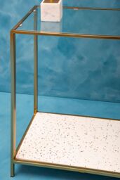Orsina Stylish Gold Frame Console Table, Modern Console Table in Terrazzo Effect, Contemporary Design Hallway Table - thumbnail 5