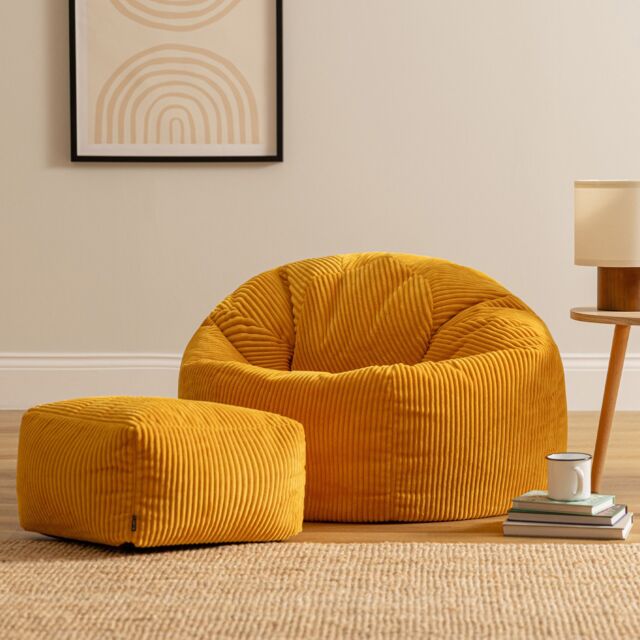 icon Kingston Bean Bag & Footstool Jumbo Cord Bundle in Yellow - image 1