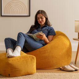icon Kingston Bean Bag & Footstool Jumbo Cord Bundle in Yellow - thumbnail 2