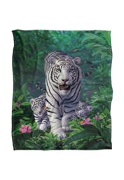 JQ Licensing Jlo White Tiger & Cubs Silky Touch Super Soft Throw Blanket 152 X 127 cm - thumbnail 1