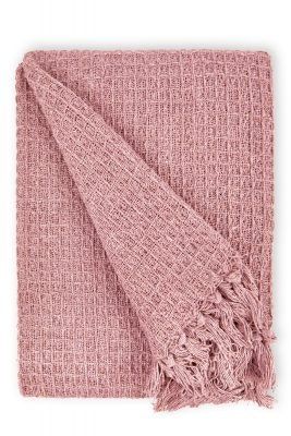 New Edge Blinds Waffle Collection Cotton Throw in Pink - Size: 178 cm x 254 cm - image 1