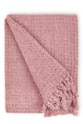 New Edge Blinds Waffle Collection Cotton Throw in Pink - Size: 178 cm x 254 cm