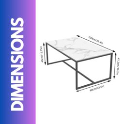 Pirlo Plush Rectangular Faux Marble Coffee Table Living Room Furniture White - thumbnail 6