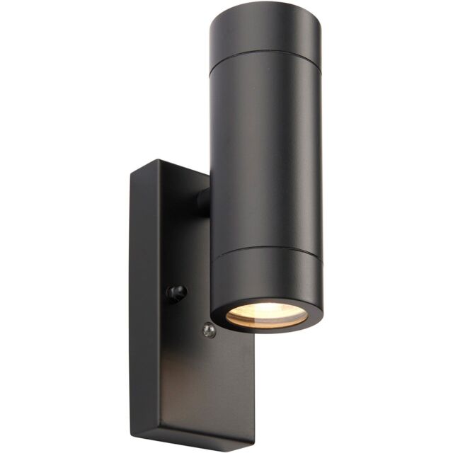 Loops Twin Up & Down IP44 Wall Light - Photocell Sensor - 2 x 7W GU10 LED - Matt Black - image 1