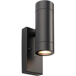 Loops Twin Up & Down IP44 Wall Light - Photocell Sensor - 2 x 7W GU10 LED - Matt Black