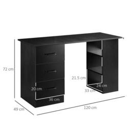 Havendro Computer Desk Writing Study Table with Storage in Black - thumbnail 2