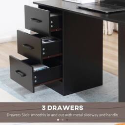 Havendro Computer Desk Writing Study Table with Storage in Black - thumbnail 4