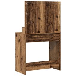Berkfield Home Dressing Table with LED Lights - Vintage Style, 79x41x135 cm in Brown - Size: 79 x 41 x 135 cm - thumbnail 6