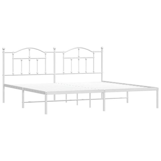 Berkfield Home Metal Bed Frame with Headboard White 193x203 cm - image 1