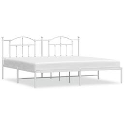 Berkfield Home Metal Bed Frame with Headboard White 193x203 cm - thumbnail 3