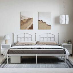 Berkfield Home Metal Bed Frame with Headboard White 193x203 cm - thumbnail 4