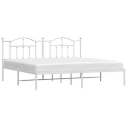 Berkfield Home Metal Bed Frame with Headboard White 193x203 cm - thumbnail 5