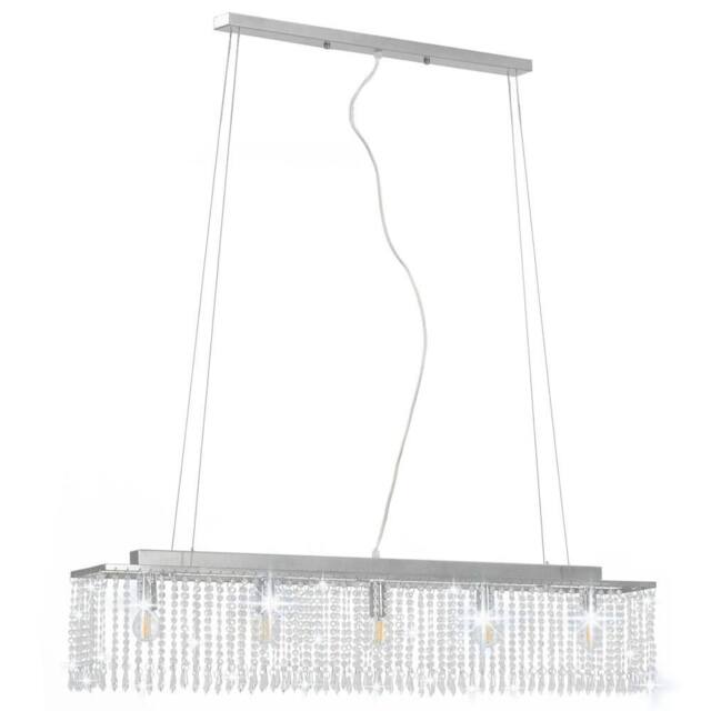 Berkfield Home Traditional Ceiling Lamp with Crystal Beads Silver 104 cm E14 - image 1