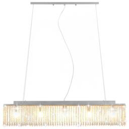Berkfield Home Traditional Ceiling Lamp with Crystal Beads Silver 104 cm E14 - thumbnail 4