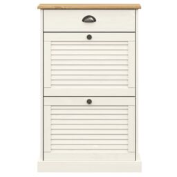 Berkfield Home Shoe Cabinet VIGO 60x35x96 cm White Solid Wood Pine - Size: 60 x 35 x 96 cm - thumbnail 5