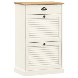 Berkfield Home Shoe Cabinet VIGO 60x35x96 cm White Solid Wood Pine - Size: 60 x 35 x 96 cm - thumbnail 2