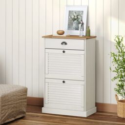 Berkfield Home Shoe Cabinet VIGO 60x35x96 cm White Solid Wood Pine - Size: 60 x 35 x 96 cm