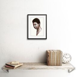 "Artery8 Wall Art Print Music Painting Portrait Nina Simone By Chris Evry Artwork Framed 9X7 Inch in Black - Size: W7"" x H9""" - thumbnail 2