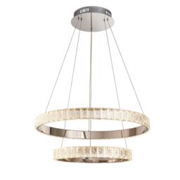 Loops Ceiling Pendant Light Chrome & Clear Crystal 2 x 22.5W LED Bulb Included - thumbnail 1