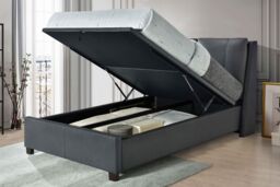 Flintshire Furniture Ltd Ashleigh PU Pillowback Ottoman Bed in Grey - Size: King - thumbnail 1